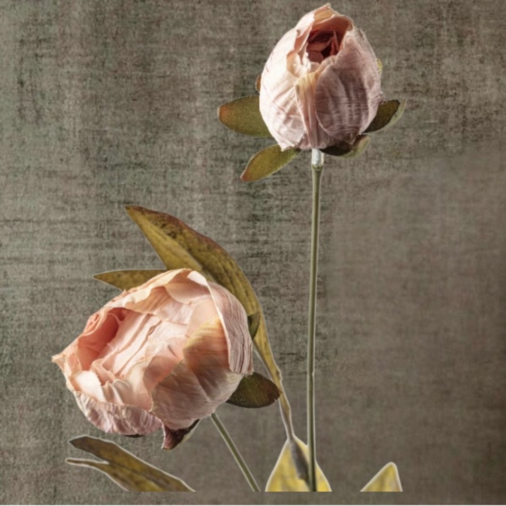 Viral Tan Peony Stems by Ashland Arrangement in rustic brown vase. - Picture 3 of 6